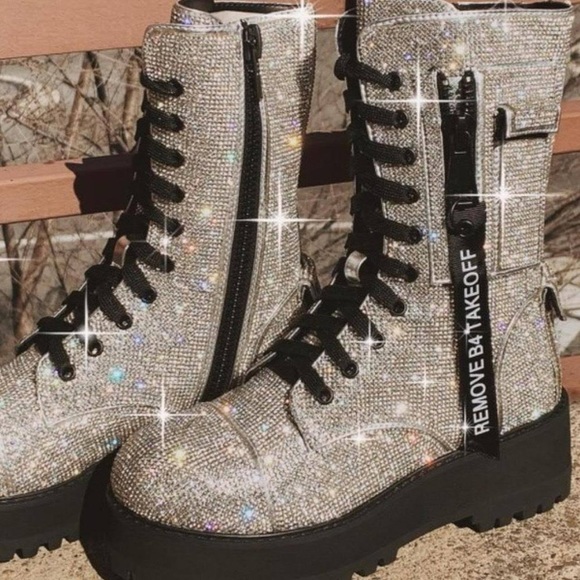 Poster Grl Dolls Kill Rhinestone Billionaire Boots - Picture 2 of 11